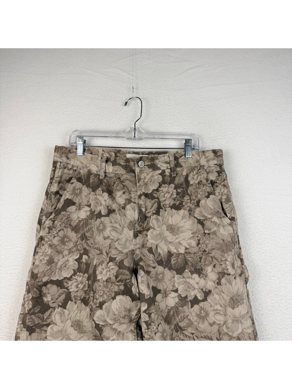 Pacsun Baggy 34x32 Floral AOP Carpenter Cargo Jeans Brown Wide Leg Skater Y2K - Picture 2 of 9